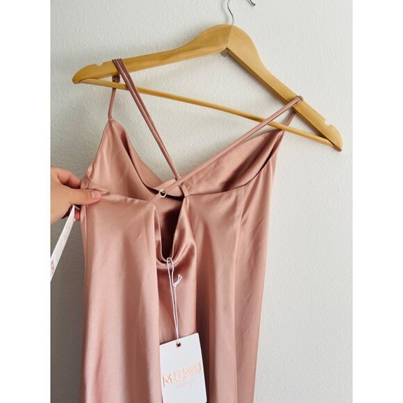 NWT Show Me Your Mumu Verona Cowl Neck Midi Dress | Champagne Satin | Size S - Picture 5 of 7